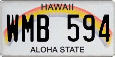 HI license plate WMB594
