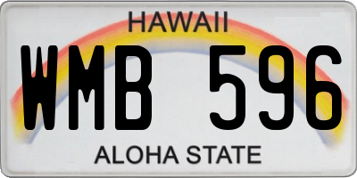 HI license plate WMB596
