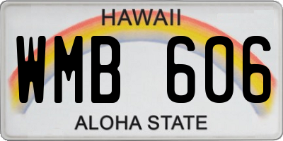 HI license plate WMB606