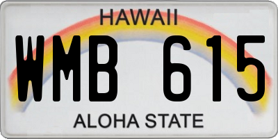 HI license plate WMB615