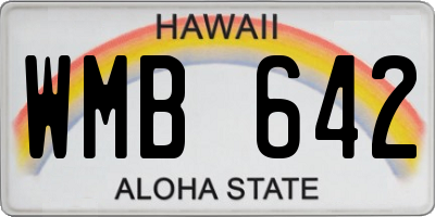 HI license plate WMB642