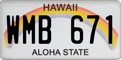 HI license plate WMB671