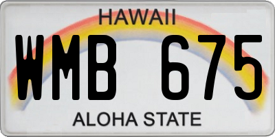 HI license plate WMB675