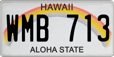 HI license plate WMB713