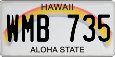 HI license plate WMB735