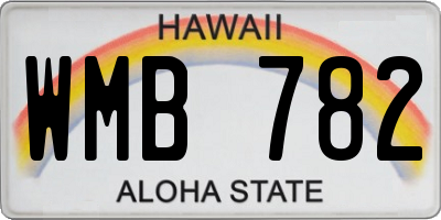 HI license plate WMB782