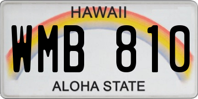 HI license plate WMB810