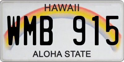 HI license plate WMB915