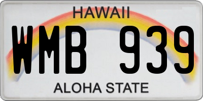 HI license plate WMB939