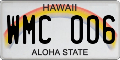 HI license plate WMC006