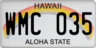 HI license plate WMC035