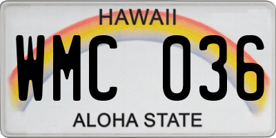 HI license plate WMC036