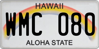 HI license plate WMC080