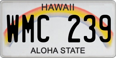 HI license plate WMC239
