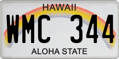 HI license plate WMC344