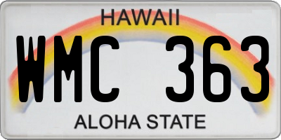 HI license plate WMC363