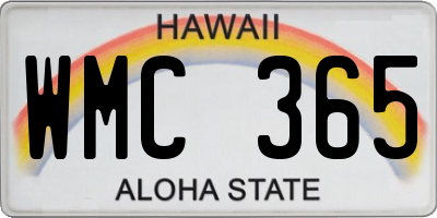 HI license plate WMC365