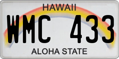 HI license plate WMC433