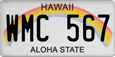 HI license plate WMC567