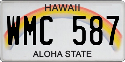 HI license plate WMC587