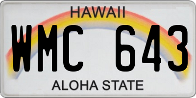 HI license plate WMC643