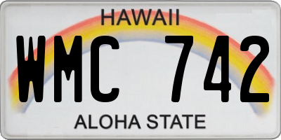 HI license plate WMC742