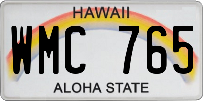 HI license plate WMC765
