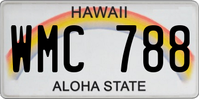HI license plate WMC788