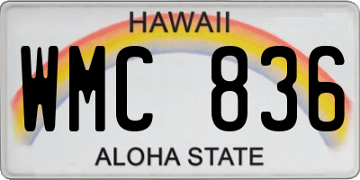 HI license plate WMC836