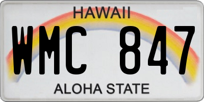 HI license plate WMC847