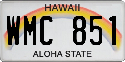 HI license plate WMC851