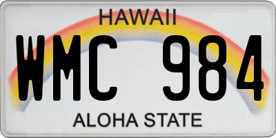 HI license plate WMC984