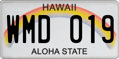 HI license plate WMD019