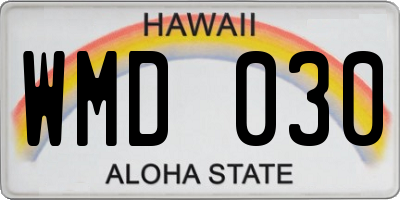 HI license plate WMD030
