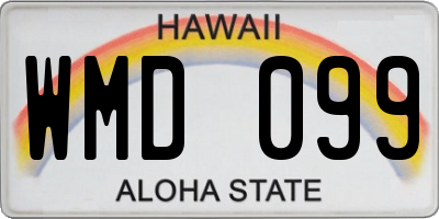 HI license plate WMD099