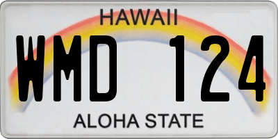 HI license plate WMD124