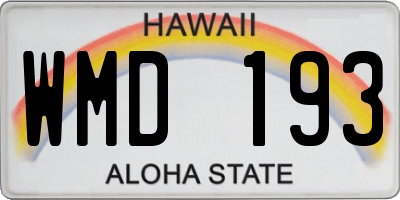 HI license plate WMD193
