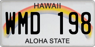 HI license plate WMD198
