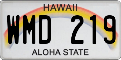 HI license plate WMD219