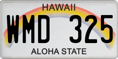 HI license plate WMD325