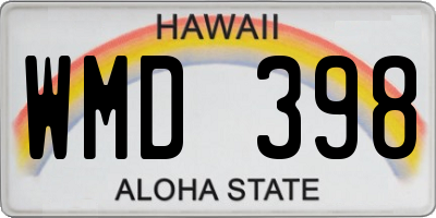HI license plate WMD398