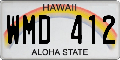 HI license plate WMD412