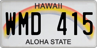 HI license plate WMD415