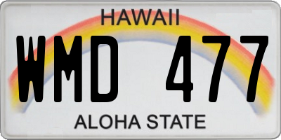HI license plate WMD477