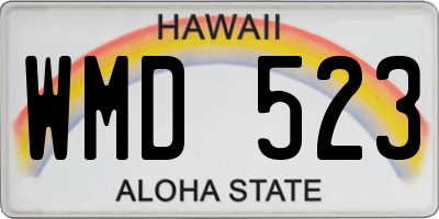 HI license plate WMD523
