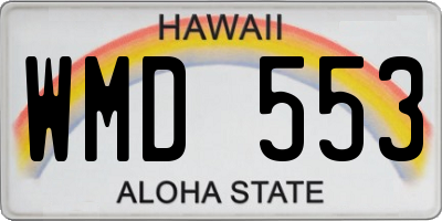 HI license plate WMD553