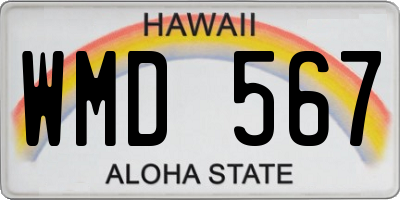 HI license plate WMD567