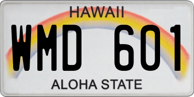 HI license plate WMD601