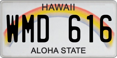 HI license plate WMD616