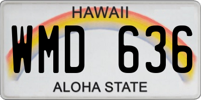 HI license plate WMD636